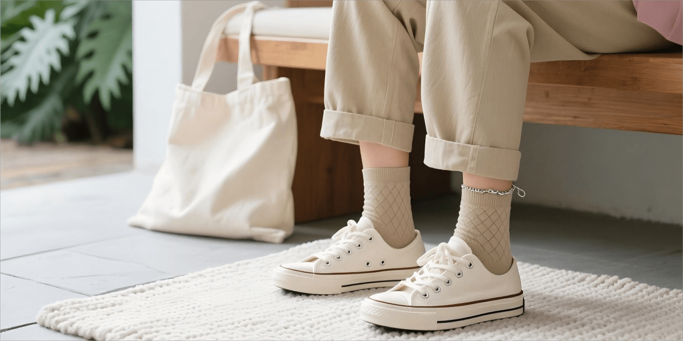 Brown womens everyday casual mid-calf socks for daily wear