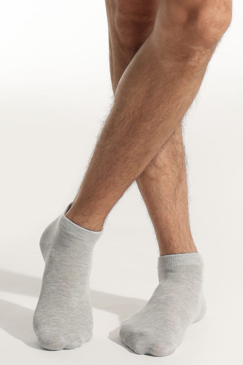 Grey bamboo socks styled for casual daily outfits