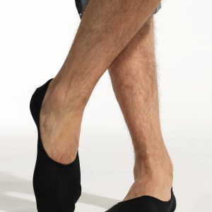 Smooth toe seam close-up on black dress socks
