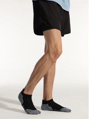 Soft athletic fabric detail on black men’s socks