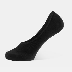 Smooth toe seam close-up on black dress socks