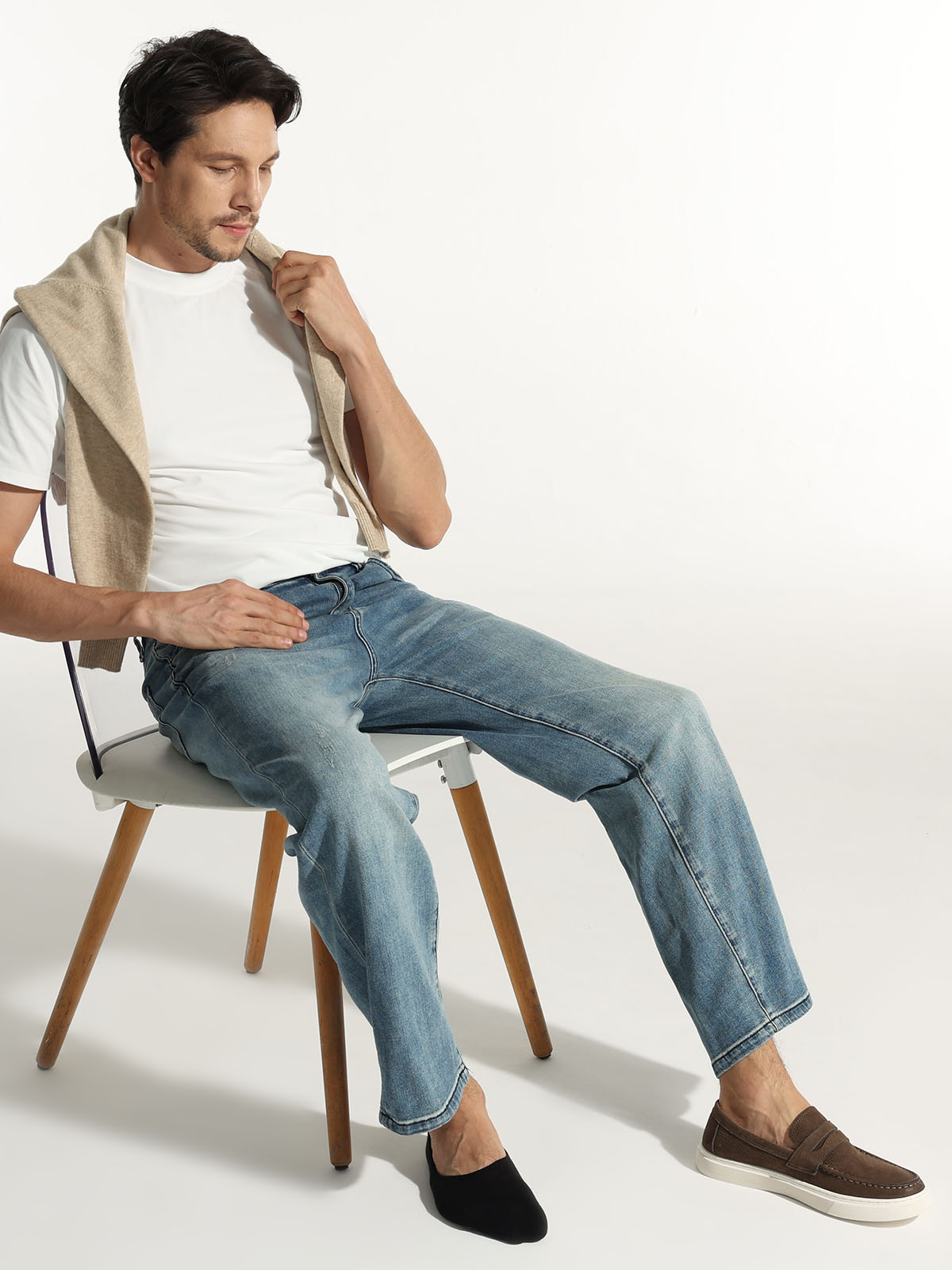 Smooth toe seam close-up on black dress socks