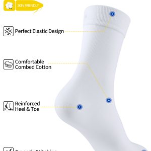 CT16 Women’s Mid-Calf Cotton Casual Socks, solid black ribbed breathable stretch midcalf crew socks for women all-season daily outfit