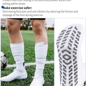 BlackWhite unisex soccer mid-calf socks with strong rubber grip sole and arch support