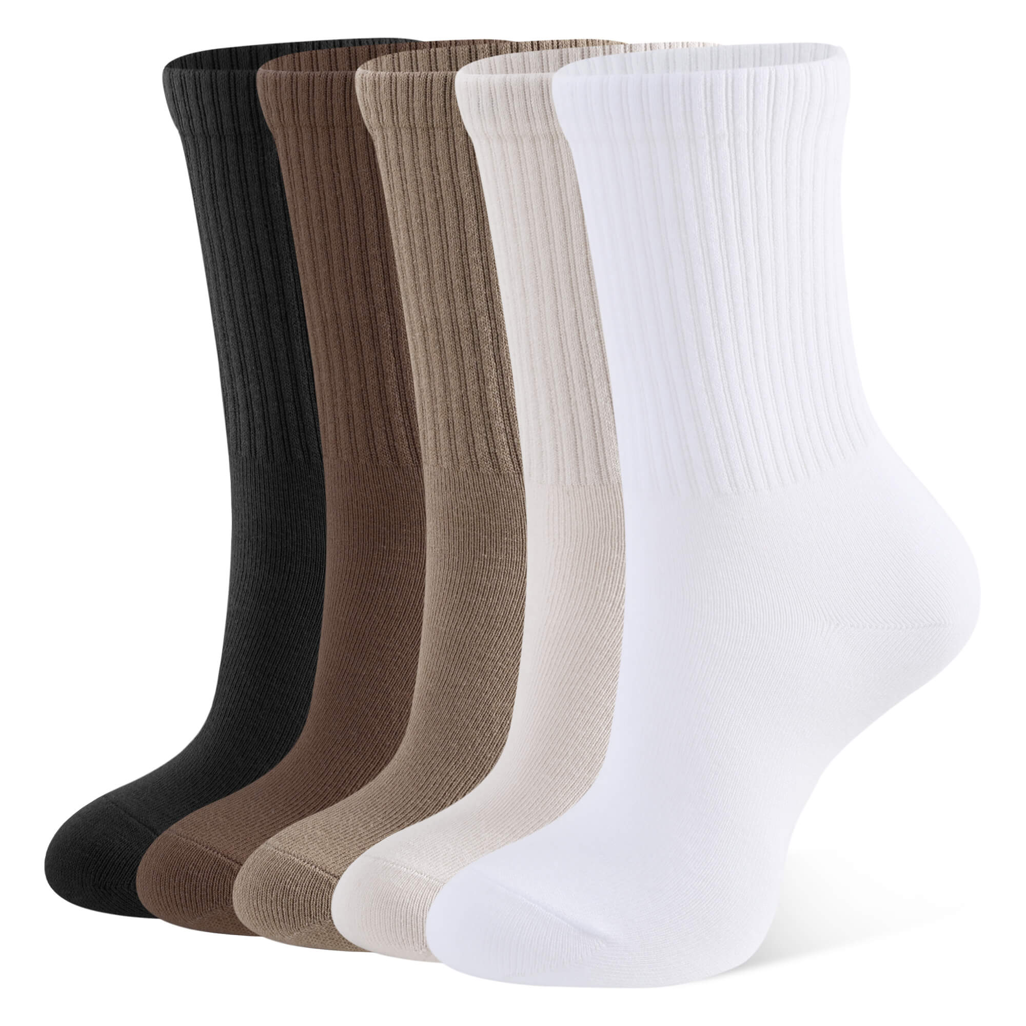 CT09 Women's Everyday Casual Mid-Calf Socks, soft cotton blend white crew midcalf socks female casual lifestyle model wearing socks and sneakers