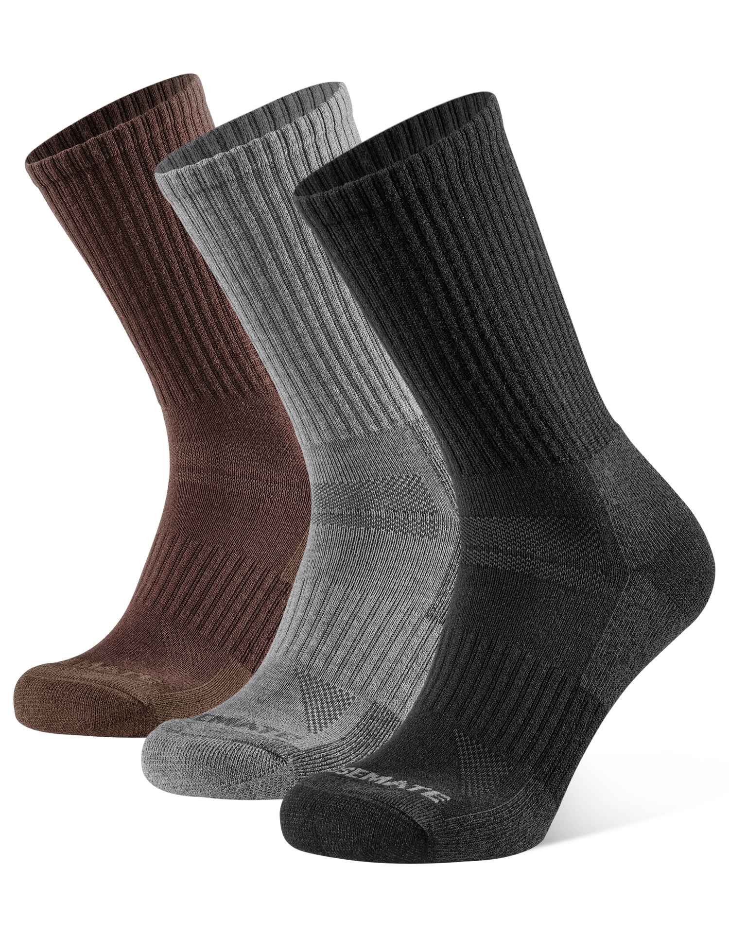 CT15 Men's Wool Thermal Mid-Calf Socks, thick padded arch support breathable hiking trekking crew socks for outdoor sports