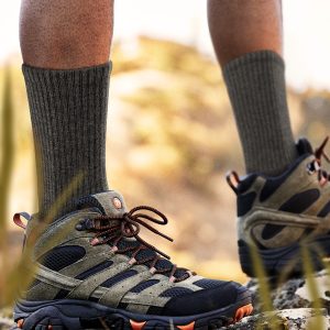 CT15 Men's Wool Thermal Mid-Calf Socks, thick padded arch support breathable hiking trekking crew socks for outdoor sports