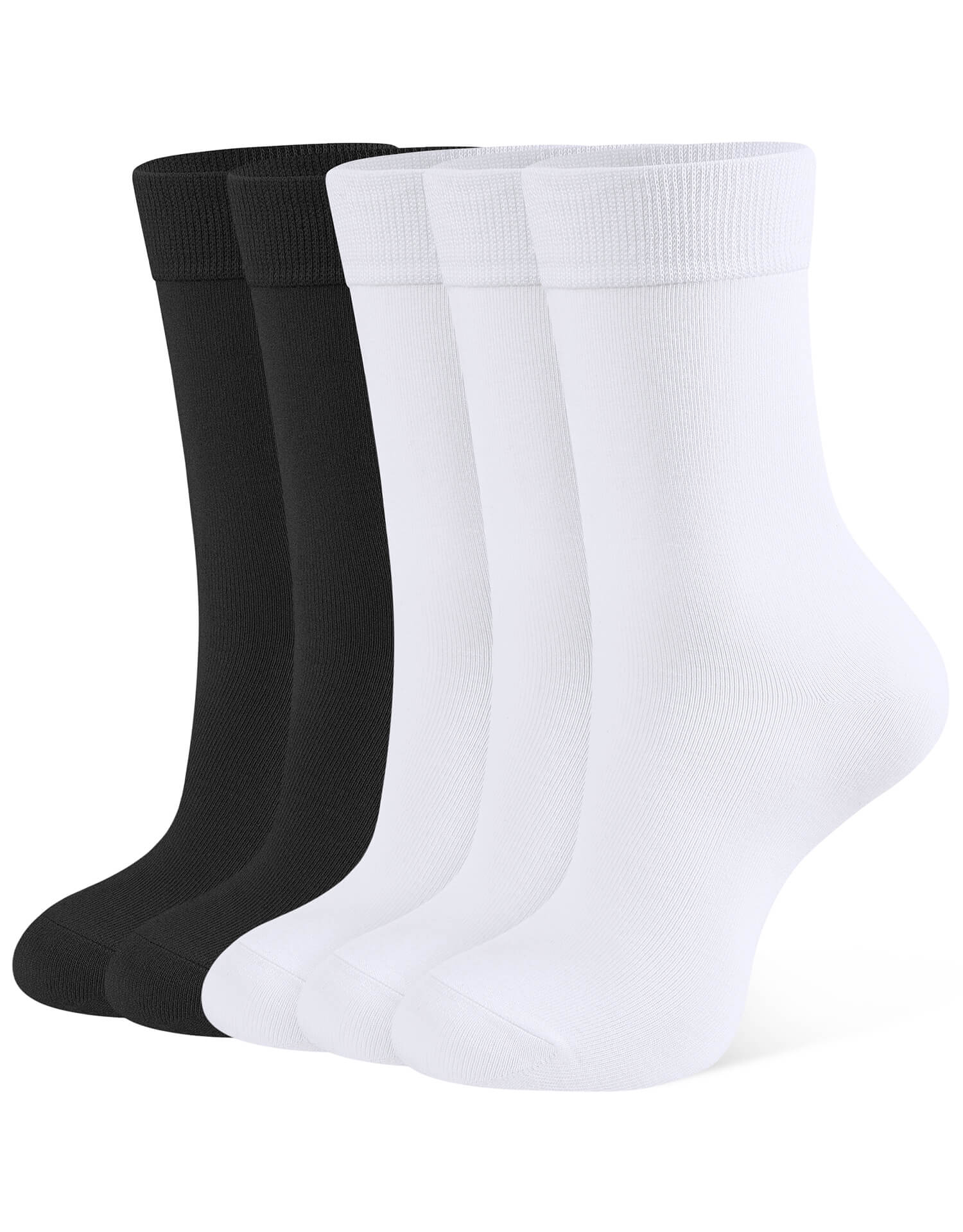 CT16 Women’s Mid-Calf Cotton Casual Socks, solid black ribbed breathable stretch midcalf crew socks for women all-season daily outfit