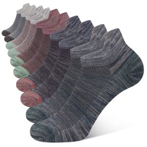 Multipack of CLOSEMATE heathered low cut ankle socks in mixed colors featuring mesh ventilation and heel tab