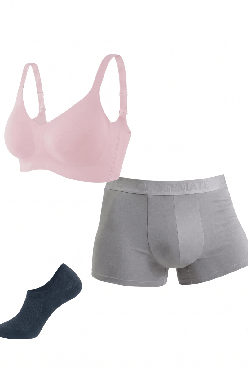 CloseMate Couples Essentials: Seamless Bra, Trunks & Socks Bundle