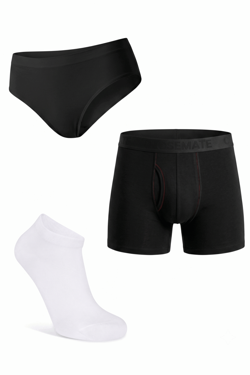 CloseMate Couples Essentials: Seamless Bra, Trunks & Socks Bundle